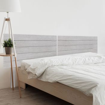 Dhome Cabecero De Madera Reciclada Dm Para Camas De 180 Estilo Palet Horizontal Con Patas Dual Dividido En 2 Piezas Cama Palet Herrajes Incluidos (180cm Dual,  Ártico)