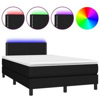 estructura de cama led con cabecero con somier colchon 120 x 200 cm tela negra tdl0209298