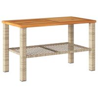 mesa de jardin  mesa de exterior ratan sintetico madera acacia beige 70x38x42 cm