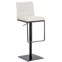 taburete de bar x1 con reposapies de metal negro base cuadrada asiento de pvc color crema 100005303