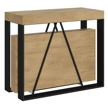 Consola extensible 90x40/300cm efecto madera, roble natural