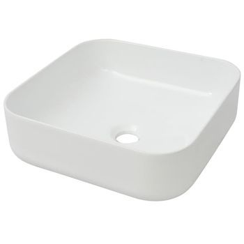 Lavabo De Baño Moderno | Lavabo Cuadrado De Cerámica Blanco 39x39x13,5 Cm