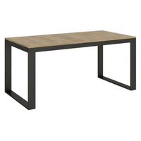 mesa moderna extensible de 6 a 20 plazas 180 a 440 cm estructura de madera clara y metal antracita tiroz-soporte 2 pies