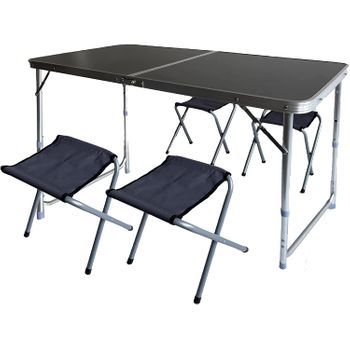 Conjunto Mesa Y Sillas De Jardin Plegable Y Altura Ajustable Aluminio
