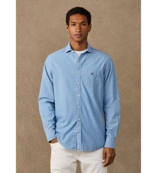 Hackett London para hombre. HM3010769 Camisa Chambray azul (XL), Casual, Algodón, Clásico, Manga larga