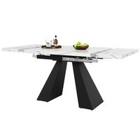 mesa de comedor extensible para salon y cocina para 4-6 personas color blanco y negro