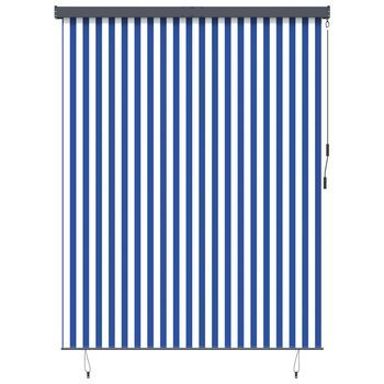 Estor Enrollable Azul Y Blanco 220 X 250 Cm Tela Y Aluminio Vidaxl