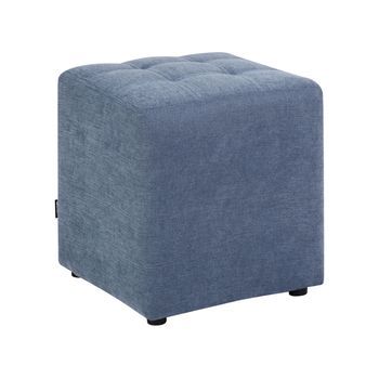 Reposapiés Puf Sala De Estar Moderno Cubo Otomana Tela Azul Kansas