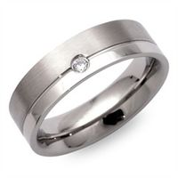 anillo moderno de acero inoxidable circonita mate 6mm