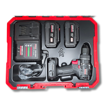 Atornillador Eléctrico Profesional de Impacto 20V Brushless 65Nm con 2 Baterías 4.0Ah y Maletín