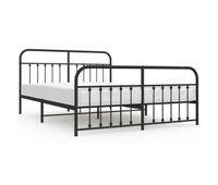 estructura de cama cabecero y pie de cama metal negro 183x213cm con cabecero y pie de cama