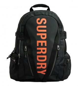 Superdry para hombre. Y9110157A Mochila de lona con gráfico Mountain negro (OSFA), Casual, Naranja, Poliéster