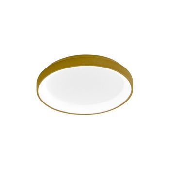 Krizia - Plafón Led Regulable 30w 3000k - Luz Cálida 2600lm, Difusor Opal, Marco Dorado, Ip20, D.27 Cm, Diseño Moderno