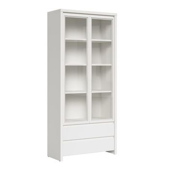 Vitrina 2 puertas 2 cajones blanca tableros de aglomerado laminados