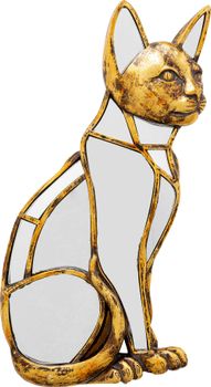 Decoración de pared con gato oro y espejo 38 x 24 cm