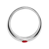 anillo de bautizo de plata pulida con rubi