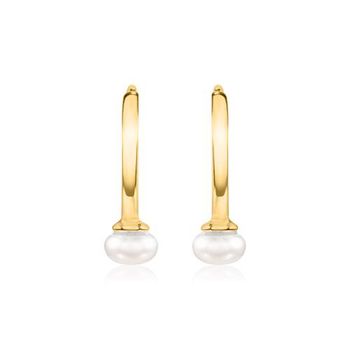 Pendientes de aro de plata 925 bañados en oro para mujer con perlas