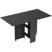 homcom mesa comedor plegable con 2 ruedas 2 estantes de almacenaje y 2 alas abatibles estilo moderno 75x140x74 cm negro   aosom espana