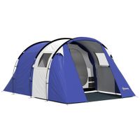 outsunny tienda de camping para 4 personas 2 habitaciones impermeable 3000 mm con suelo y bolsa 420x300x200cm azul oscuro