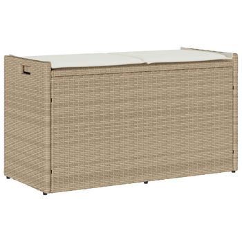 Banco De Almacenaje Con Cojín Beige 100 Cm Ratán Sintético Vidaxl