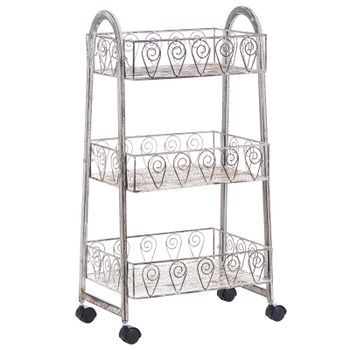 Estantería De Metal Para Baño Carrito Con Ruedas De 3 Niveles Beige Claro Valparaiso