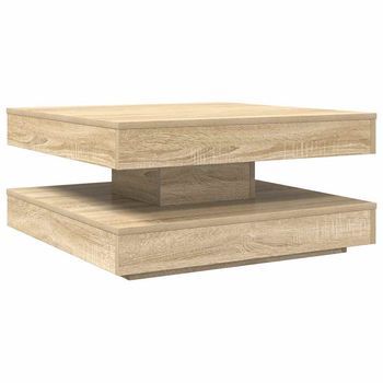 Mesa De Café | Mesa De Centro Giratoria 360 Grados Roble Sonoma 70x70x34,5 Cm