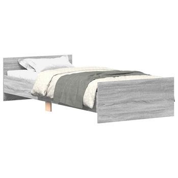 Cama Individual | Cama Para Adultos | Estructura De Cama Madera De Ingeniería Sonoma Gris 75x190 Cm