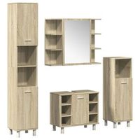 juego de 4 uds muebles de bano  armario de bano contrachapada roble sonoma