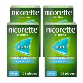 Nicorette Gum 4mg Icy White - 105 Pieces - 4 Pack