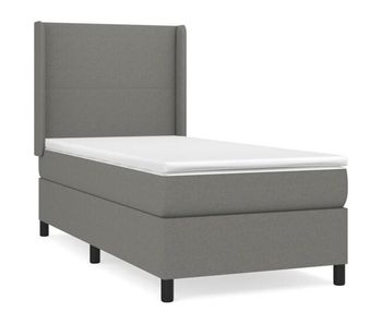 Cama box spring con colchón tela gris oscuro 100x200 cm diseño plano