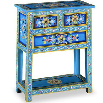 Aparador Con Cajones Madera De Mango Turquesa Pintado A Mano Vidaxl