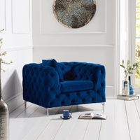 amara blue plush velvet armchair