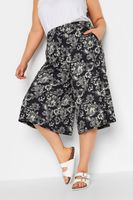 yours culottes negros de flores cinturilla elastica mujer curvy y tallas grandes yours