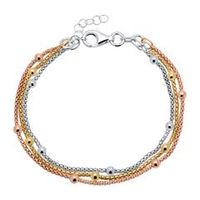 pulsera multifila tricolor de plata 925