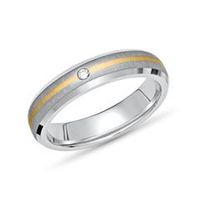 anillo exclusivo titanio incrustacion oro 4 mm  diamante
