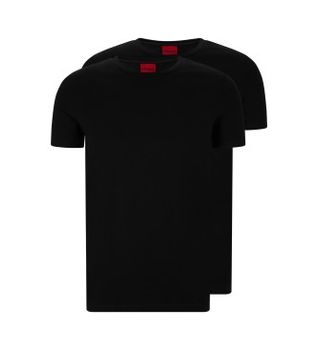HUGO para hombre. 50325440 Pack 2 Camisetas Round negro (XL), Casual, Algodón, Manga corta, Sostenible