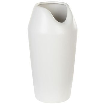 Jarrón Decorativo De Gres Blanco 33 Cm Mesa Glamour Accesorio Apamea