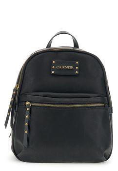 mochila efecto piel vintage con bolsillo frontal con cremallera black taglia unica