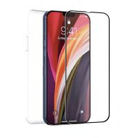 muvit for change funda cristal softprotector cristal templado plano marco negro para iphone 13 pro max