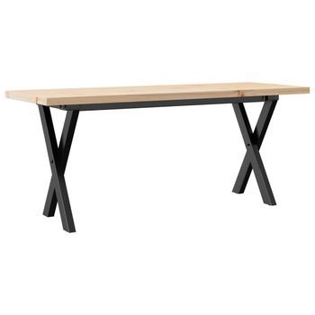Mesa De Centro Marco X Madera Maciza Pino Y Acero 110x40x45,5cm Vidaxl