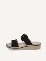 caprice mule black made of leather with wedge heel size 39
