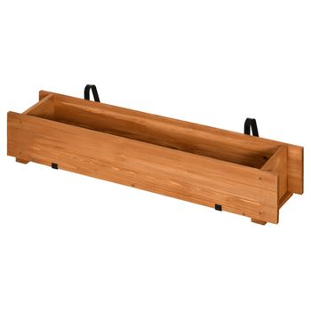 Outsunny Jardinera de Madera con 2 Ganchos para Colgar para Cultivos Plantas Flores al Exterior 91x18x16,5 cm Natural   Aosom España