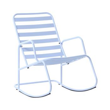 Silla Mecedora Moderna De Metal Para Jardín Diseño De Listones Exterior Aluminio Azul Claro Turi