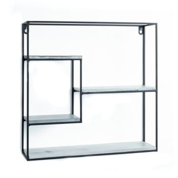 Estante de pared cuadrado de metal negro cm. L.40 p.10 h.40