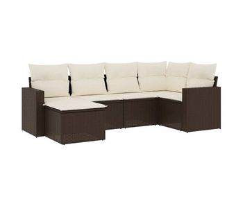 Vidaxl set sofás de jardín 6 piezas y cojines ratán sintético marrón