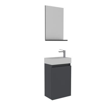 Conjunto De Mueble Con Lavabo Y Espejo (2 Piezas)  - 45 X 26 X 75 Cm - Antracita Mate