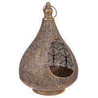 portavelas de metal  dorado 25x25x38h cm