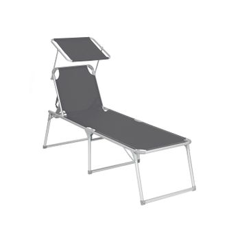 Tumbona con Respaldo Reclinable, Gris