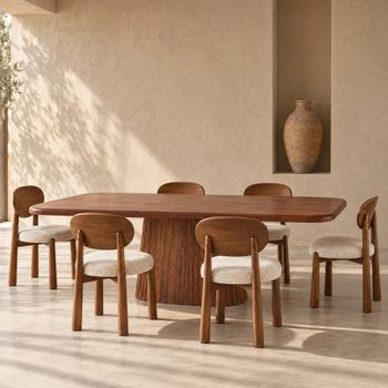Mesa de comedor de acacia maciza de 240 cm