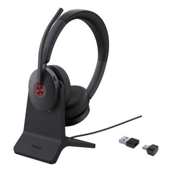 Auriculares Yealink BH74 inalámbricos Bluetooth con Cancelación Activa de Ruido, Micrófono Boom y Base de Carga Negra